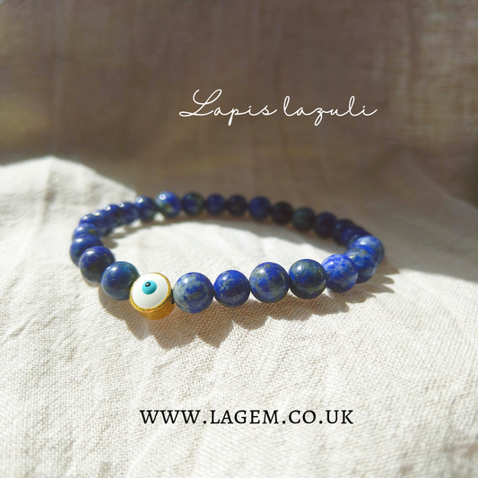 Lapis lazuli crystal Bracelet UK Hamsa Eye