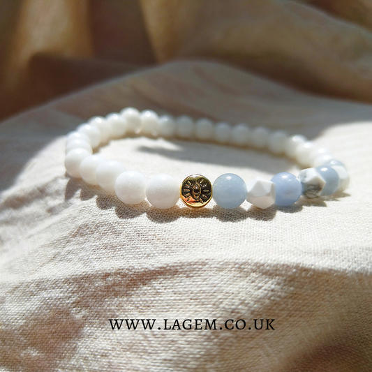 Angelite and Howlite crystal bracelet UK