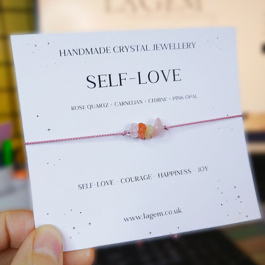 self love crystal bracelet UK dainty jewellery