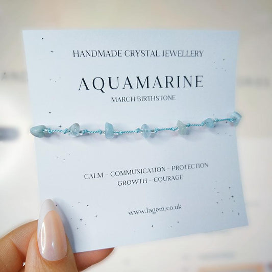 Knotted crystal bracelet UK Aquamarine