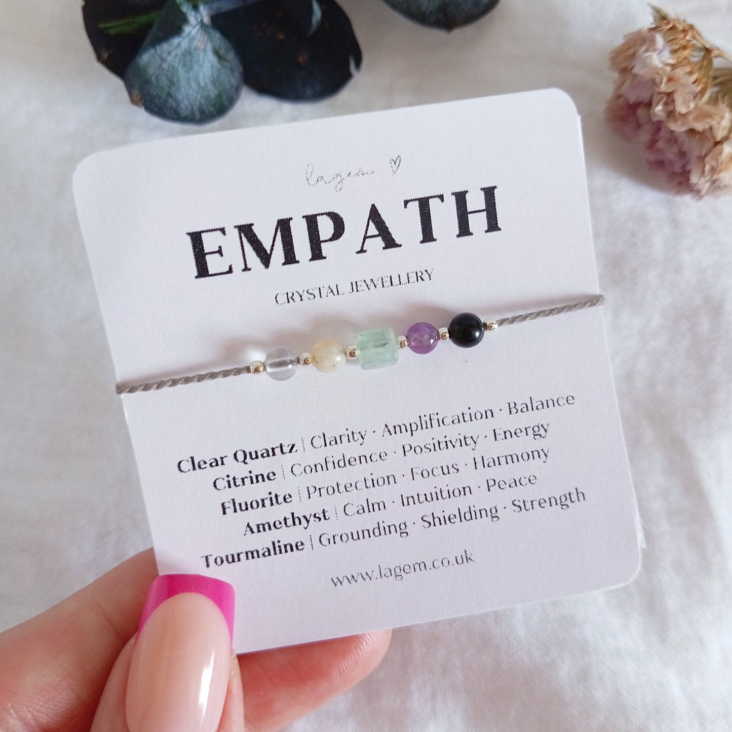 Empath Crystal Bracelet UK – Protection, Balance & Emotional Clarity 4mm beads sterling silver