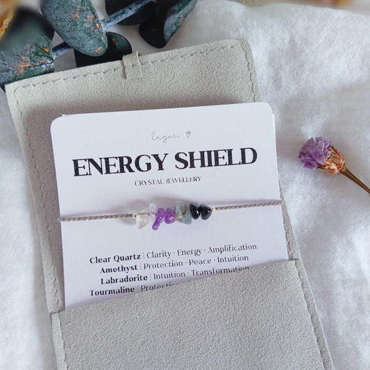 Energy Shield Bracelet – Raw Stone Protection Jewellery, Clarity & Spiritual Balance Gemstone Bracelet for Her