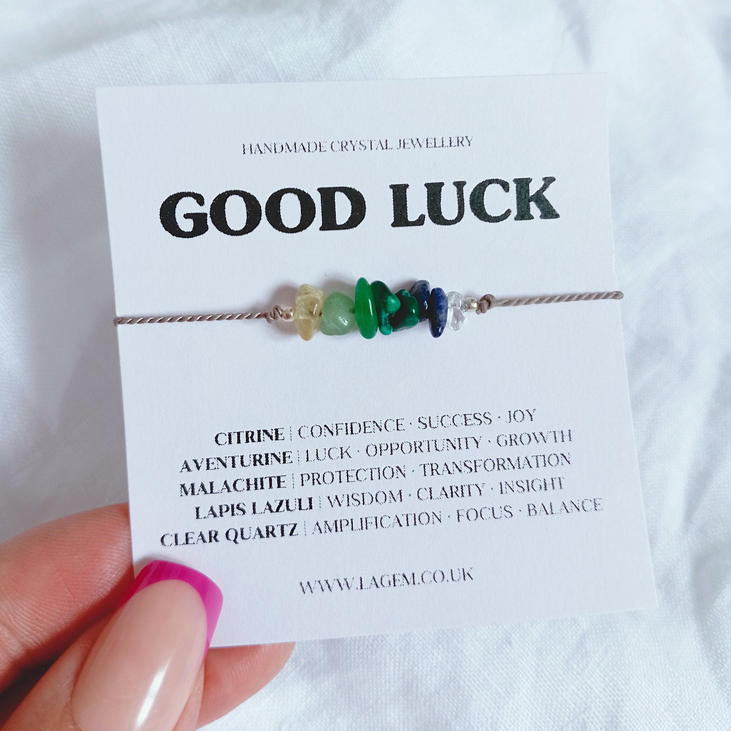 Good Luck Crystal Bracelet, raw gemstones minimalist jewelry uk
