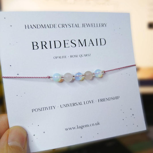 Bridesmaid Crystal Bracelet Gift ♡ Dainty Silk Cord Jewellery
