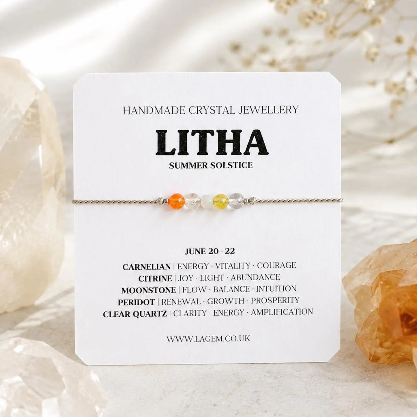 Litha Crystal Bracelet UK – Summer Solstice Jewellery for Joy, Energy & Abundance