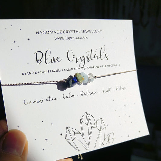 Blue Crystals Bracelet | Minimalist Silk Cord Jewellery