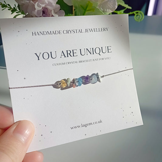Custom Crystal bracelet | Minimalist Silk Cord Jewellery