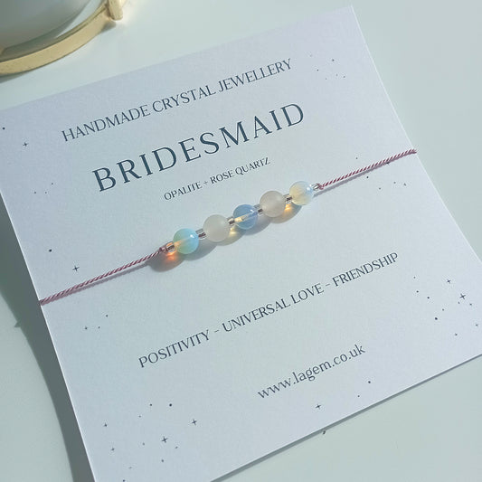 Bridesmaid Crystal Bracelet Gift ♡ Dainty Silk Cord Jewellery