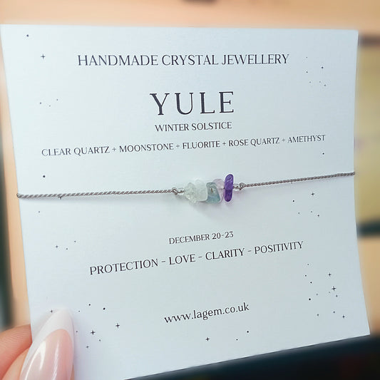 Yule winter solstice crystal bracelet gift UK