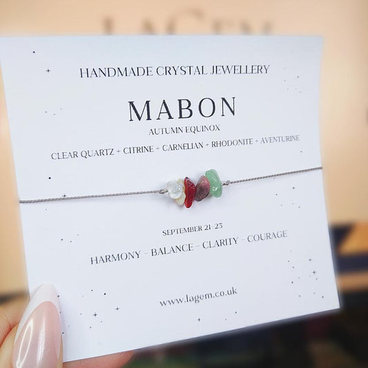 Mabon Autumn Equinox Crystal Bracelet Gift | Minimalist Silk Cord Bracelet | Witchy Bracelet