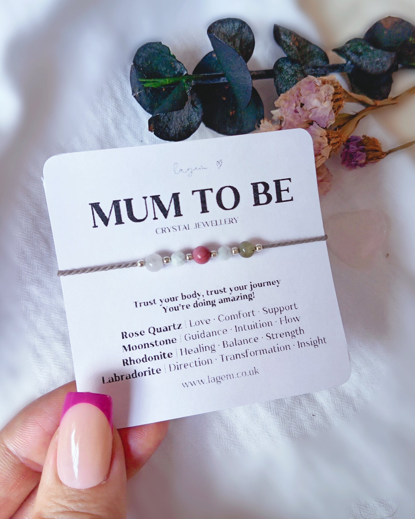 Mum to Be Crystal Bracelet, Pregnancy Gift Jewellery