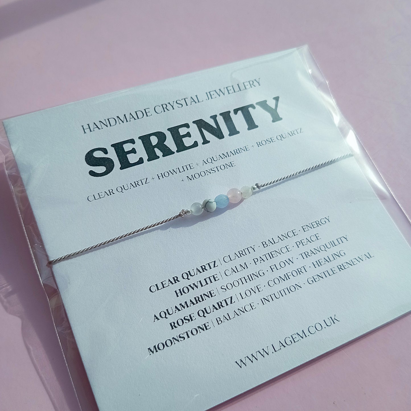 Serenity Calm Crystal Bracelet, handmade Crystal Jewellery in UK LAGEM