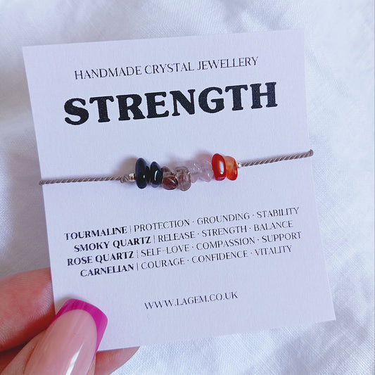 Handmade Strength Crystal Bracelet, raw chips gemstones Jewellery