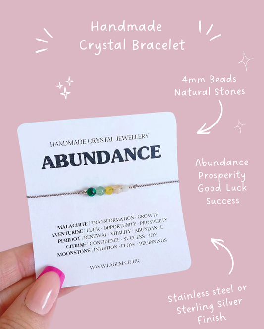 Abundance Crystal Bracelet, minimalist silk cord crystal jewellery, success gift jewellery