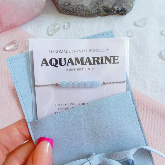 Something Blue Aquamarine Crystal Bracelet Wedding Gift for Bride