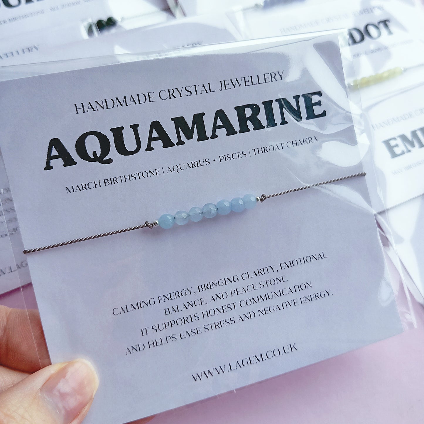 Aquamarine Crystal Bracelet, march birthstone