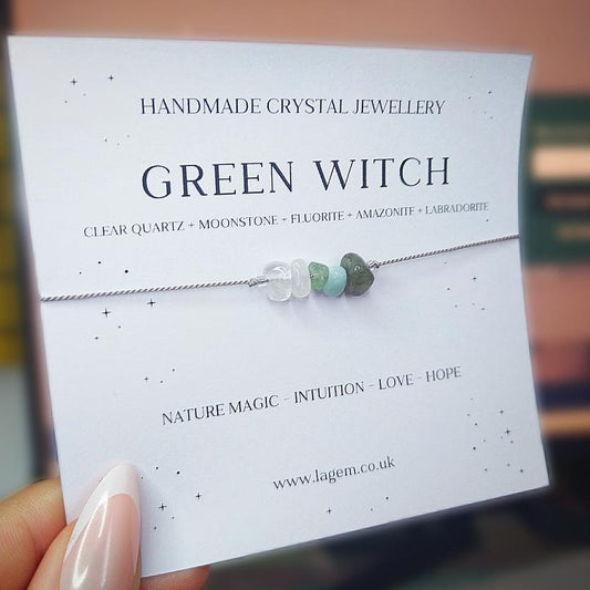 Green witch crystal bracelet Uk