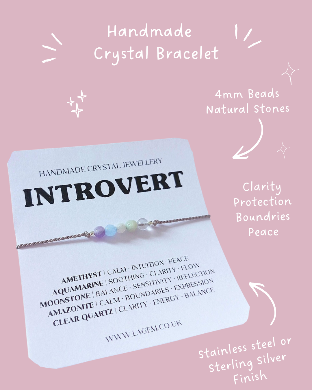 Introvert Crystal Bracelet, Minimalist jewellery
