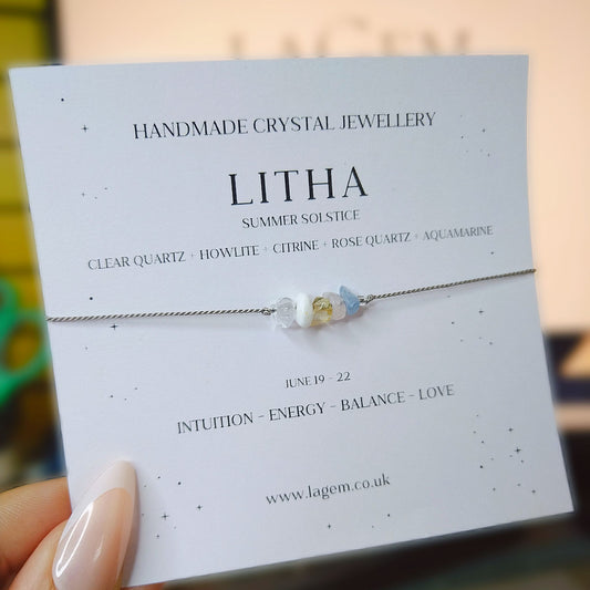 Summer Solstice Crystal Bracelet Gift | Litha Minimalist Silk Cord Bracelet | Summer Crystal Gift