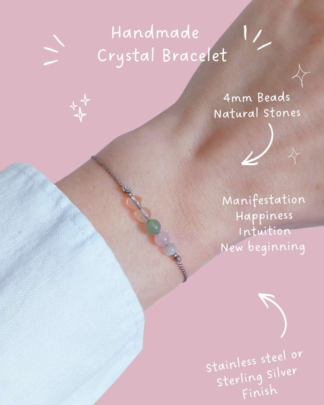 Manifestation Crystal Bracelet | Positive Energy, Law of Attraction Gift Jewellery