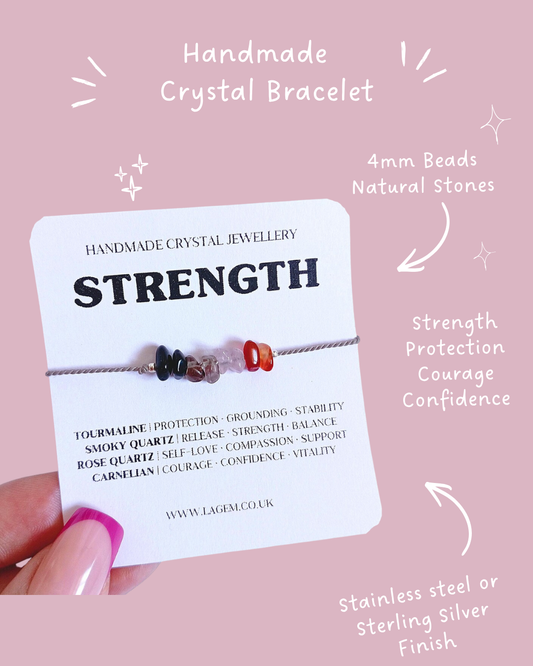 Handmade Strength Crystal Bracelet, raw chips gemstones Jewellery