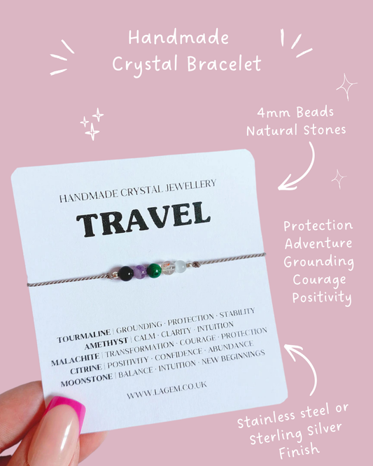 Travel protection Crystal Bracelet 4mm beads, handmade crystal jewellery UK