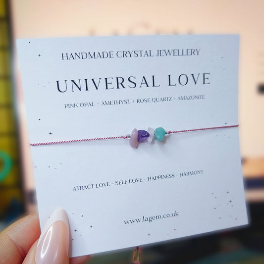 Universal Love Crystal Bracelet | Dainty Silk Jewellery