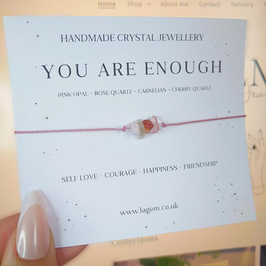 You are enough crystal bracelet Dainty handmade jewellery UK