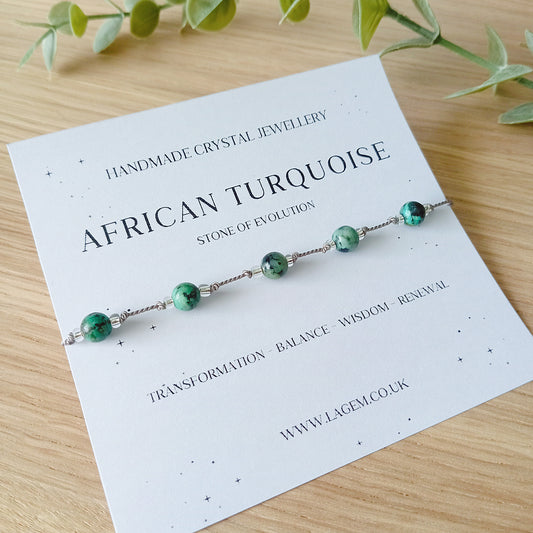African Turquoise Crystal Bracelet 6mm