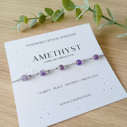Amethyst Crystal Bracelet 6mm 
