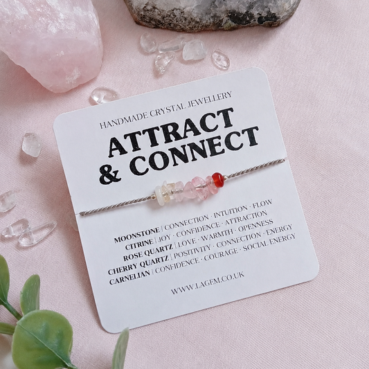 Attract New Friendship Crystal Bracelet Gift, Open Heart Raw Gemstone Jewellery