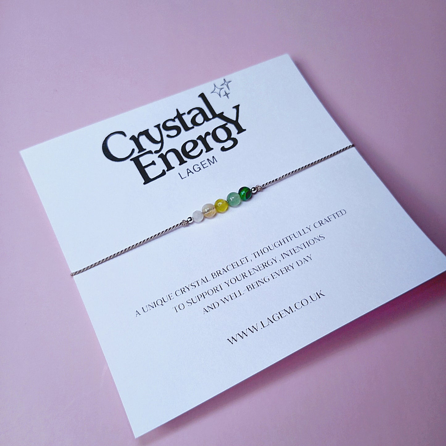 HANDMADE CRYSTAL BRACELET UK LAGEM DAINTY SILK CORD