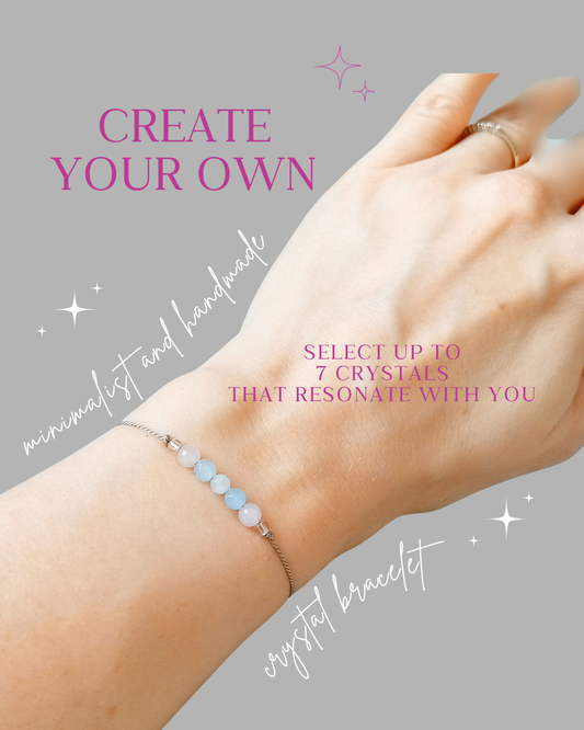 minimalist custom crystal bracelet Uk with silk cord