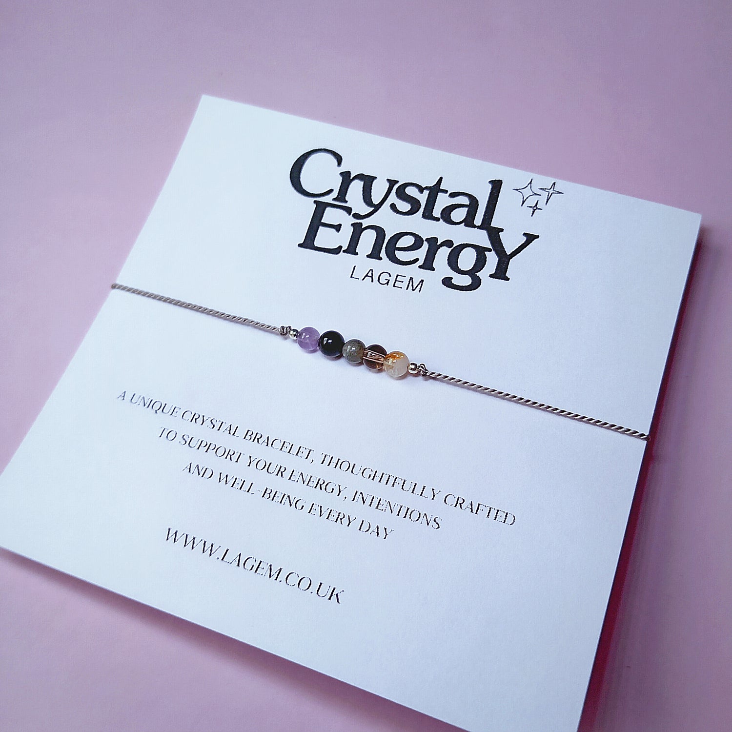 CUSTOM CRYSTAL BRACELET ON SILK CORD MADE IN UK