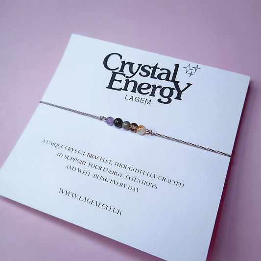 CUSTOM CRYSTAL BRACELET ON SILK CORD MADE IN UK