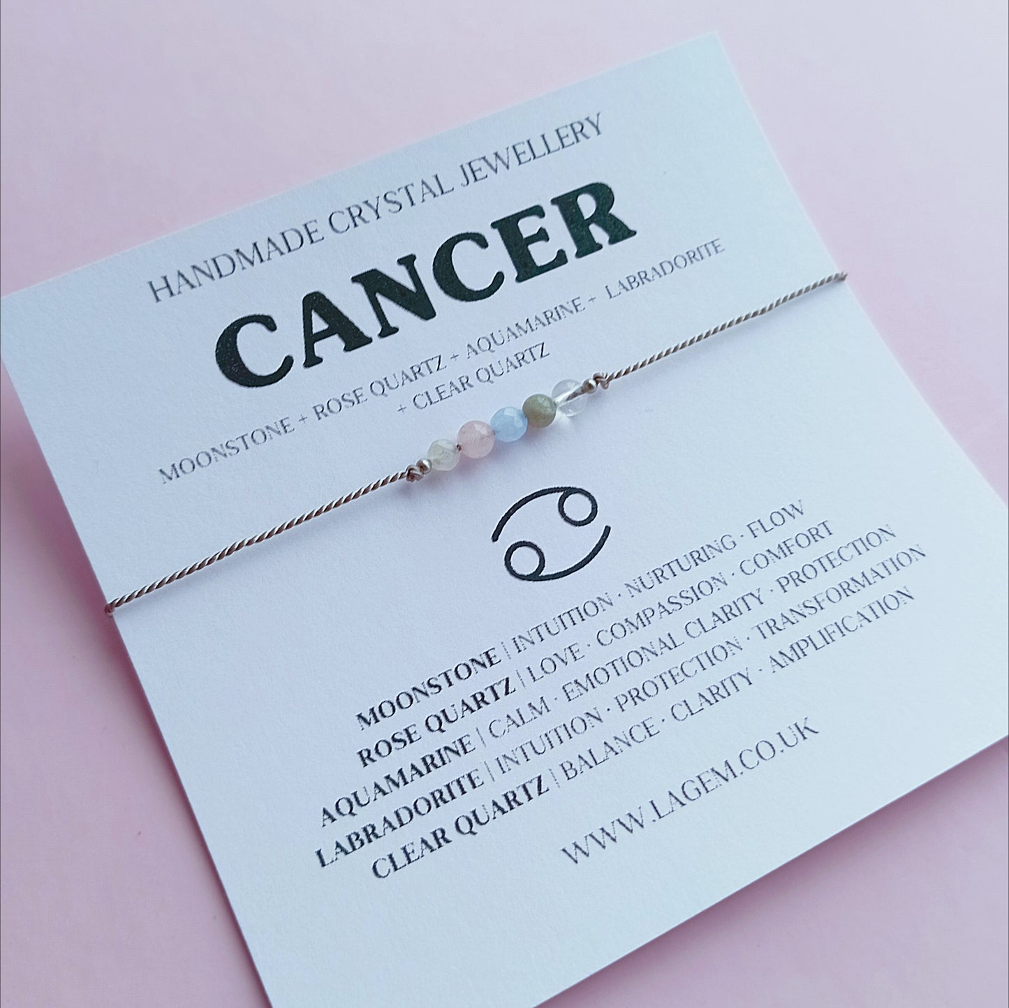 Cancer zodiac crystal bracelet UK 