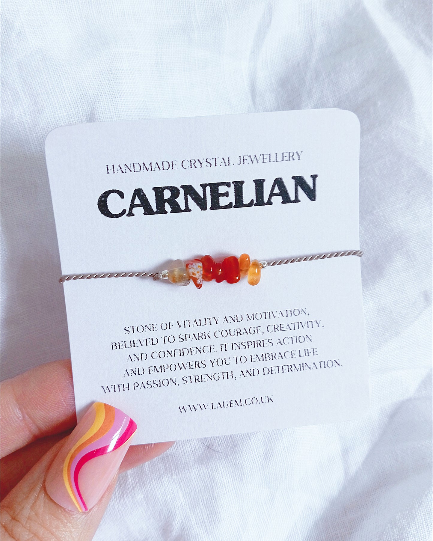 Carnelian Bracelet Raw Crystal Healing Bracelet for Energy, Confidence Motivation Minimalist Custom Jewellery Gift for Her Spiritual Jewelry
