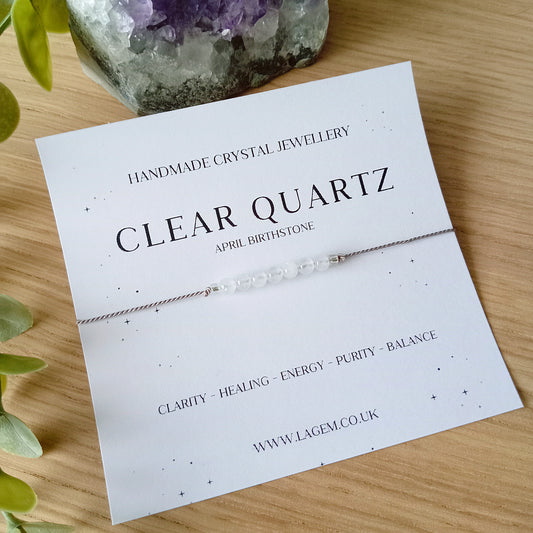 Clear quartz crystal bracelet UK April birthstone