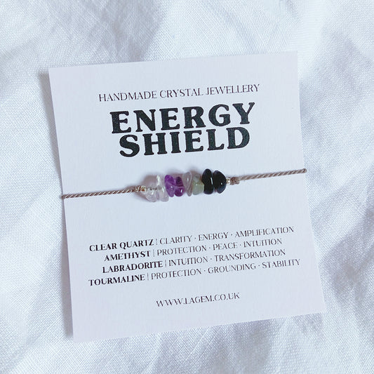 Energy Shield Crystal Bracelet | Protection, Clarity & Spiritual Balance