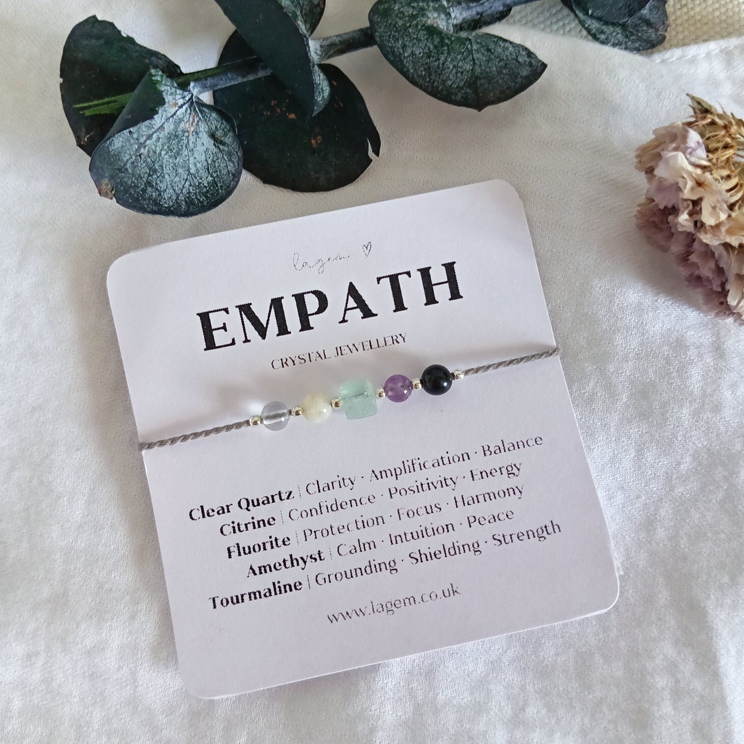 Empath Crystal Bracelet UK – Protection, Balance & Emotional Clarity 4mm beads sterling silver