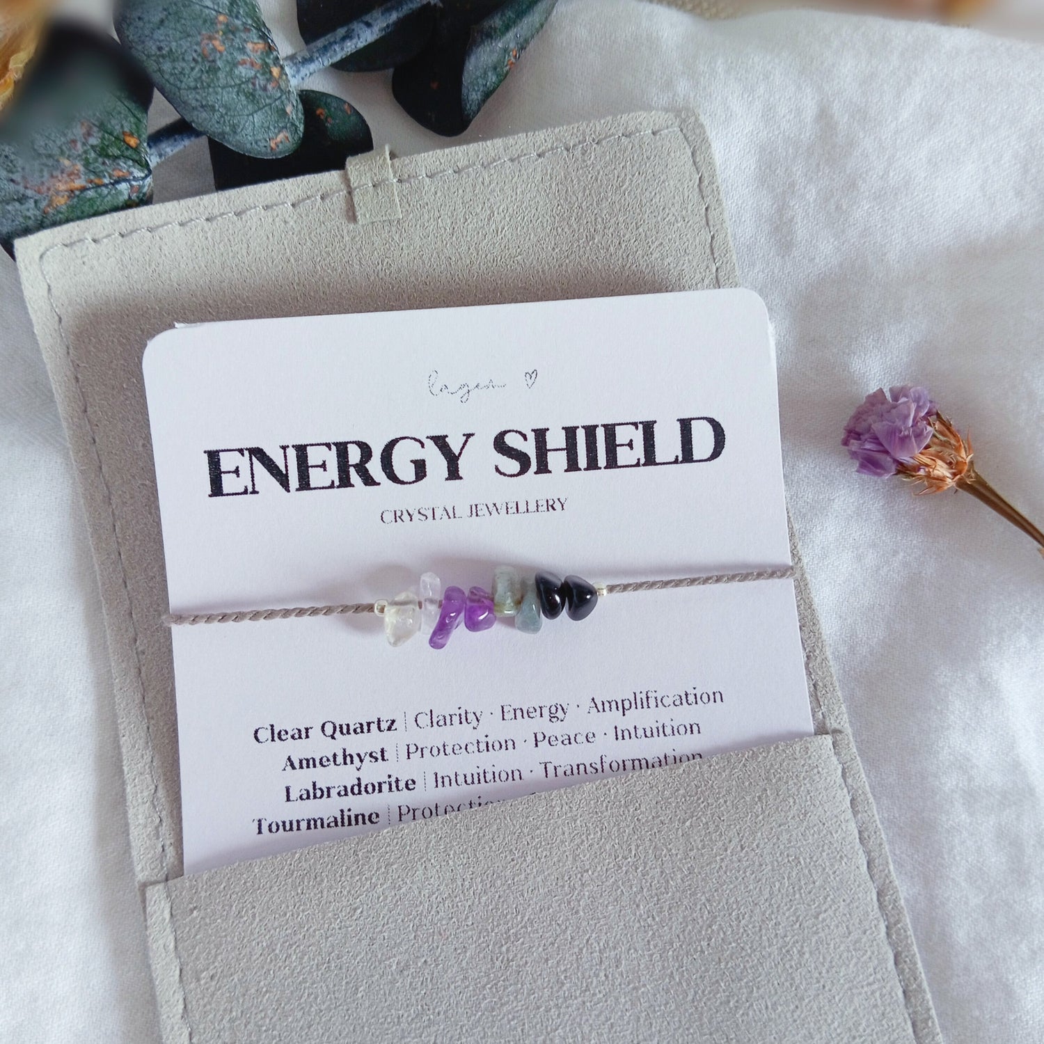 Energy Shield Bracelet – Raw Stone Protection Jewellery, Clarity & Spiritual Balance Gemstone Bracelet for Her
