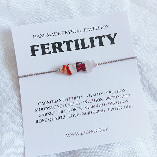 Fertility Crystal Bracelet ivf support gift jewelry, minimalist silk cord bracelet 