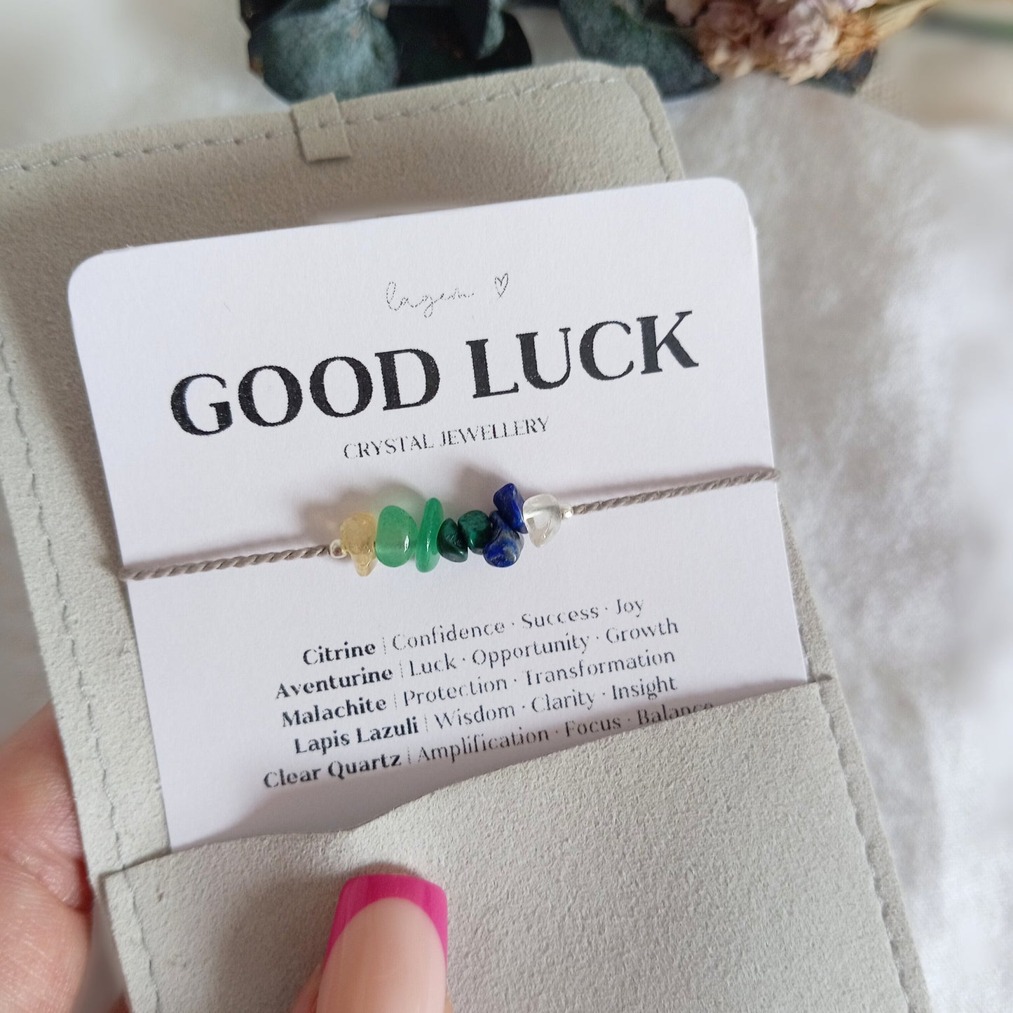 Good Luck Bracelet – Exam Success Gift, Raw Stone Gemstone Jewellery, Encouragement Bracelet for Students
