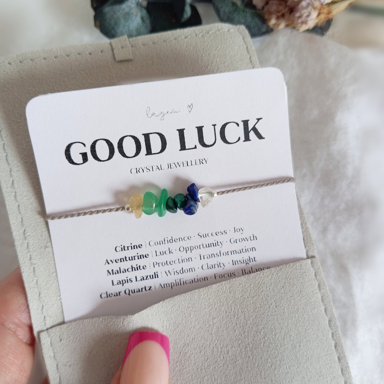 Good Luck Bracelet – Exam Success Gift, Raw Stone Gemstone Jewellery, Encouragement Bracelet for Students
