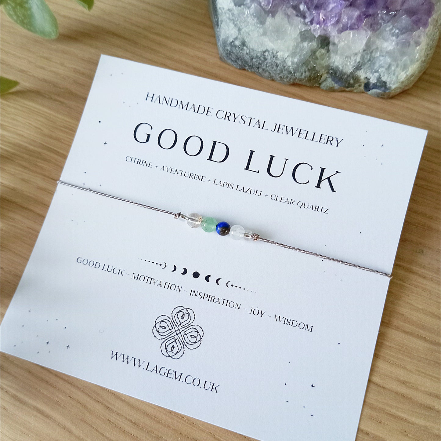 Good luck Crystal Bracelet - minimal silk cord jewellery
