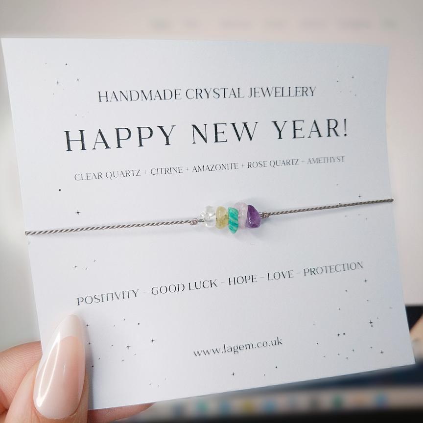 Happy New Year Crystal bracelet UK Handmade Crystal Jewellery