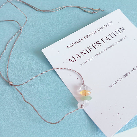 Crystal Necklace Minimalist Silk Cord Necklace