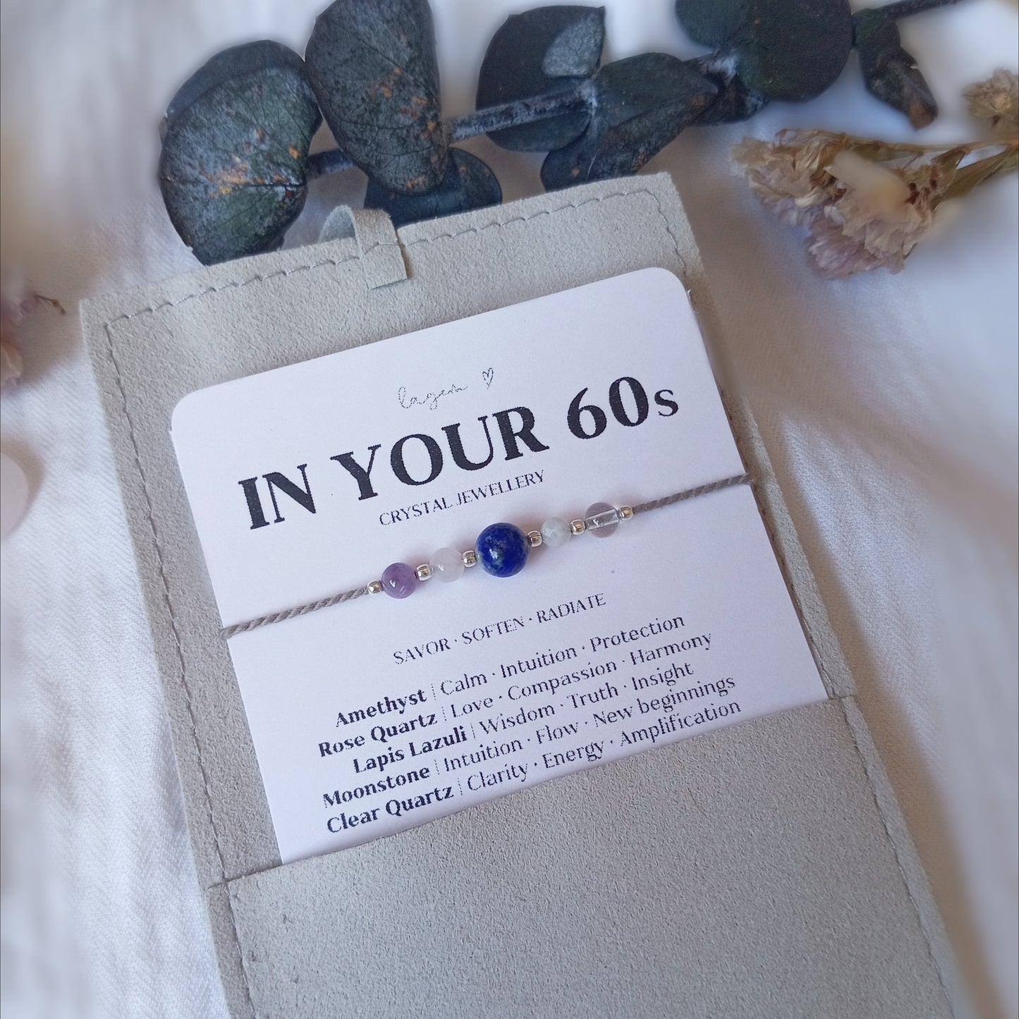 In your 60s Crystal Bracelet Gift, 60 Birthday Jewellery Gift 