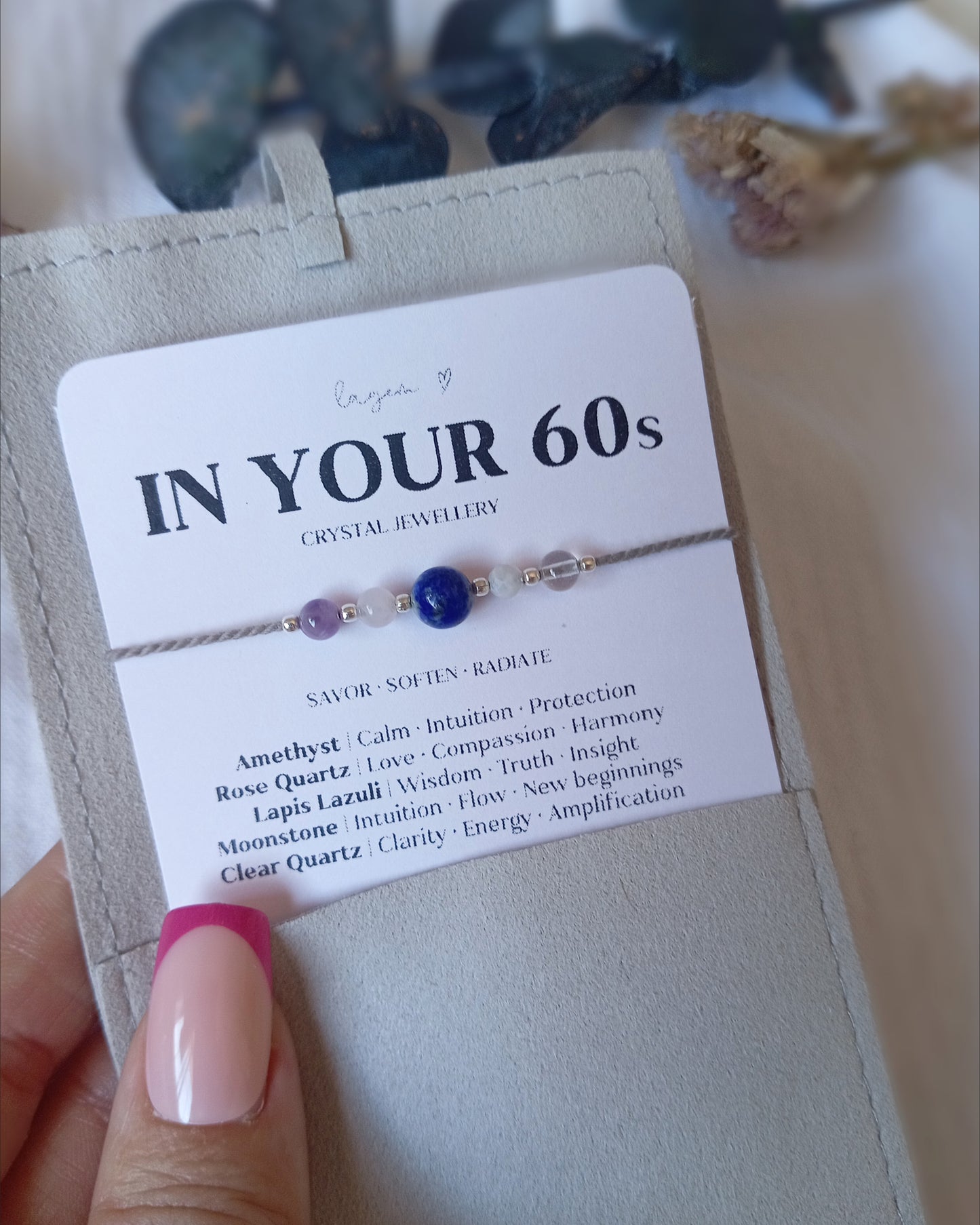 In your 60s Crystal Bracelet Gift, 60 Birthday Jewellery Gift 