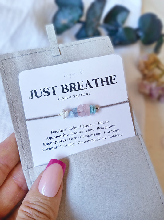 Just Breathe Bracelet UK – Calming Jewellery Gift, Mindfulness & Relaxation Bracelet for Stress Support